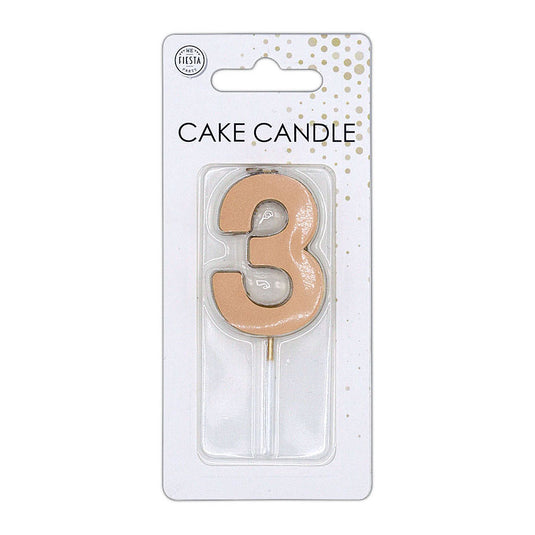 Globos taartkaars 4,5cm metallic rose goud no. 3