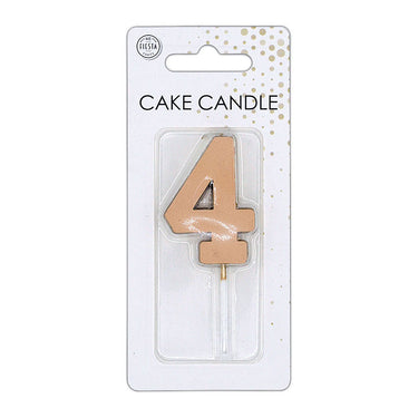 Globos taartkaars 4,5cm metallic rose goud no. 4