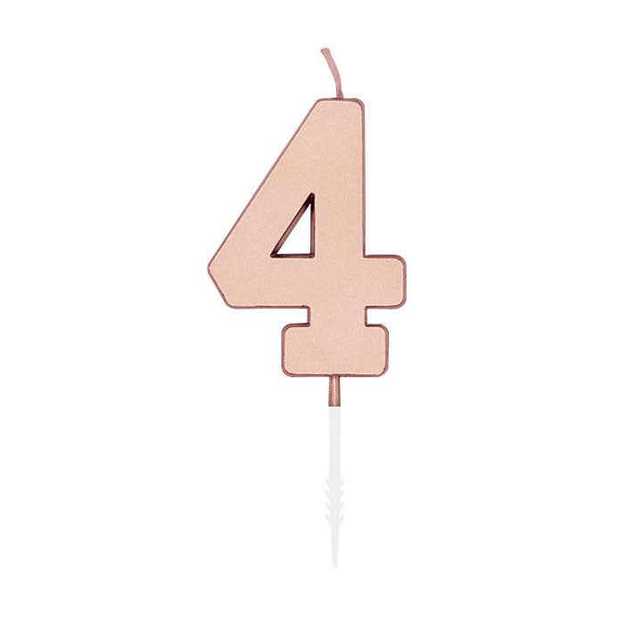 Afbeelding laden in galerijviewer, Globos taartkaars 4,5cm metallic rose goud no. 4
