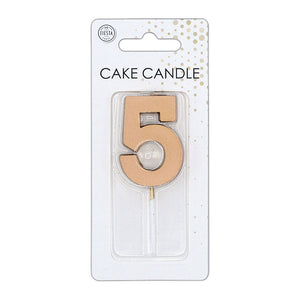 Globos taartkaars 4,5cm metallic rose goud no. 5
