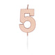 Globos taartkaars 4,5cm metallic rose goud no. 5