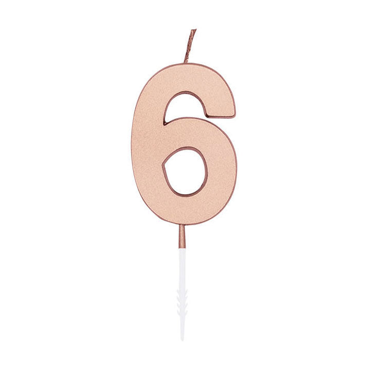 Afbeelding laden in galerijviewer, Globos taartkaars 4,5cm metallic rose goud no. 6
