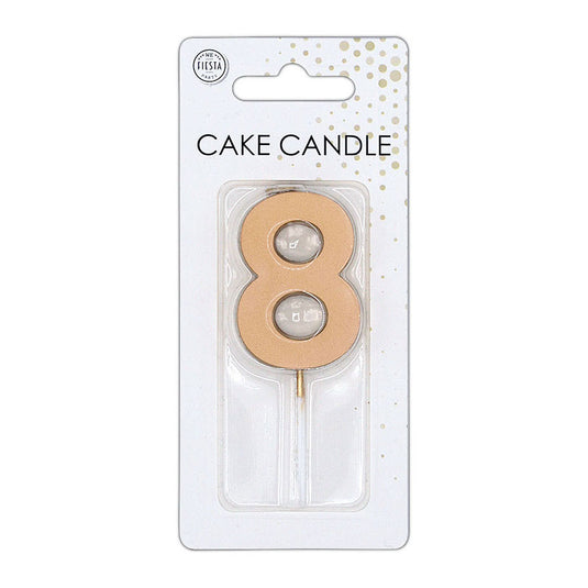 Globos taartkaars 4,5cm metallic rose goud no. 8