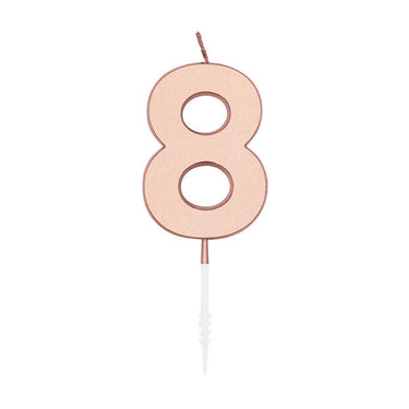 Globos taartkaars 4,5cm metallic rose goud no. 8