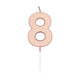 Globos taartkaars 4,5cm metallic rose goud no. 8