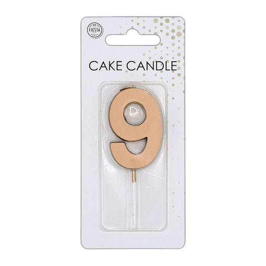 Globos taartkaars 4,5cm metallic rose goud no. 9