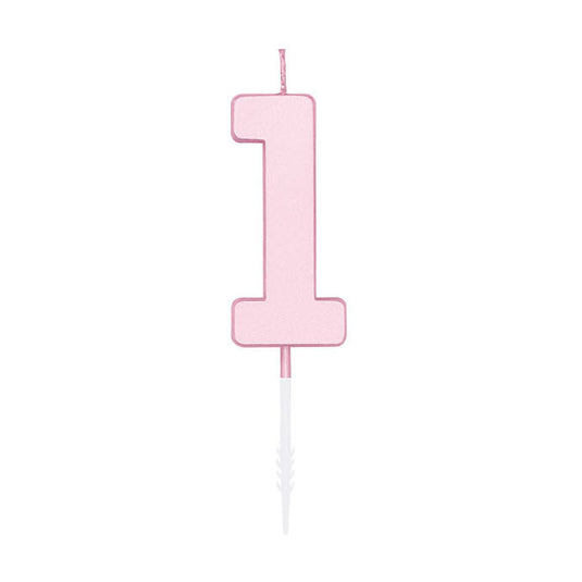 Globos taartkaars 4,5cm pastel roze no. 1