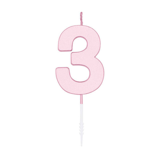 Globos taartkaars 4,5cm pastel roze no. 3