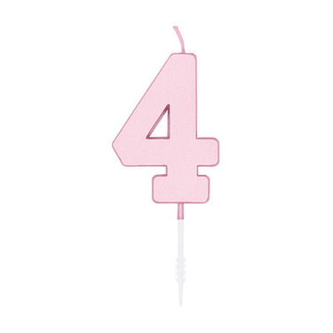 Globos taartkaars 4,5cm pastel roze no. 4