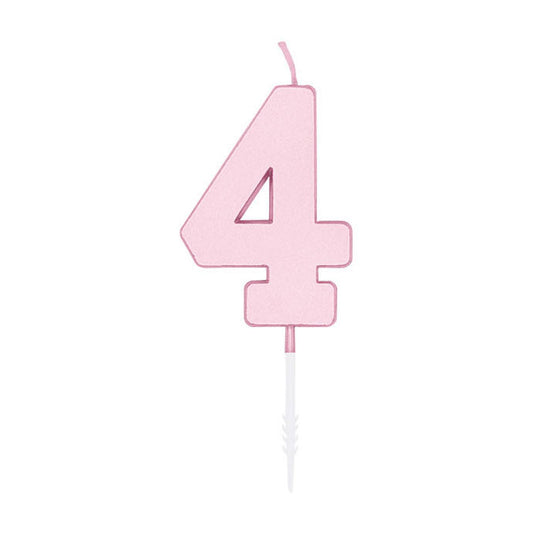 Globos taartkaars 4,5cm pastel roze no. 4