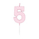 Globos taartkaars 4,5cm pastel roze no. 5