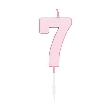 Globos taartkaars 4,5cm pastel roze no. 7