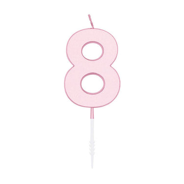 Globos taartkaars 4,5cm pastel roze no. 8