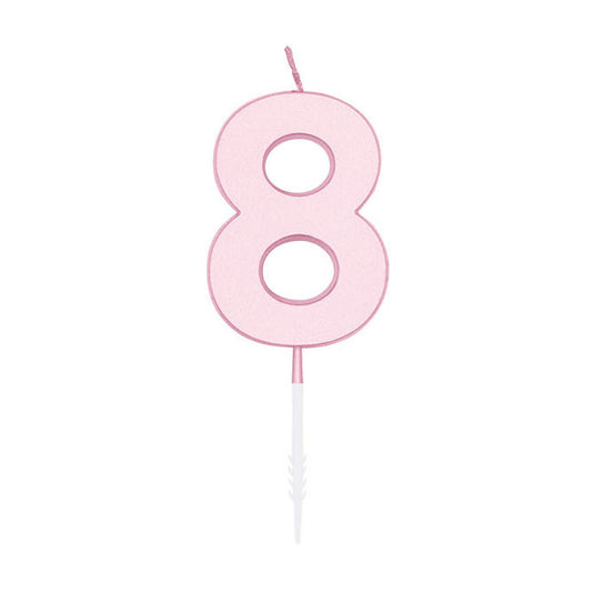 Globos taartkaars 4,5cm pastel roze no. 8