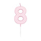 Globos taartkaars 4,5cm pastel roze no. 8