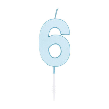 Globos taartkaars 4,5cm pastel blauw no. 6
