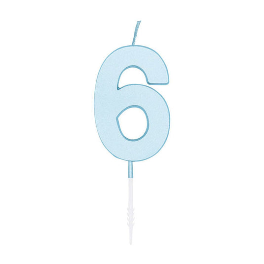 Globos taartkaars 4,5cm pastel blauw no. 6