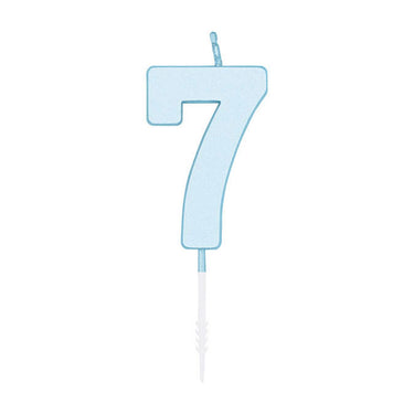 Globos taartkaars 4,5cm pastel blauw no. 7