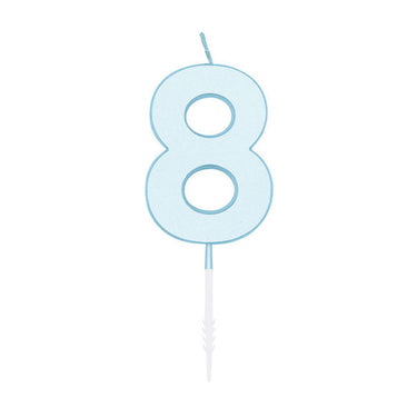 Globos taartkaars 4,5cm pastel blauw no. 8