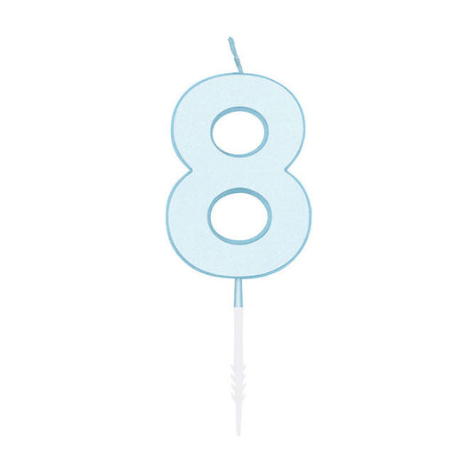 Globos taartkaars 4,5cm pastel blauw no. 8