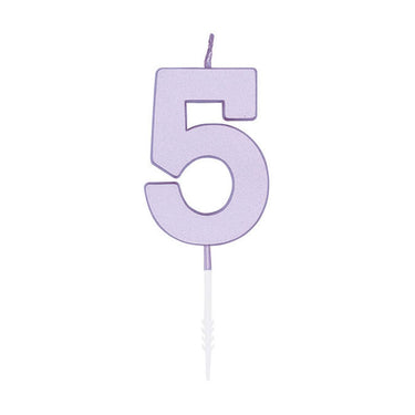 Globos taartkaars 4,5cm pastel lila no. 5