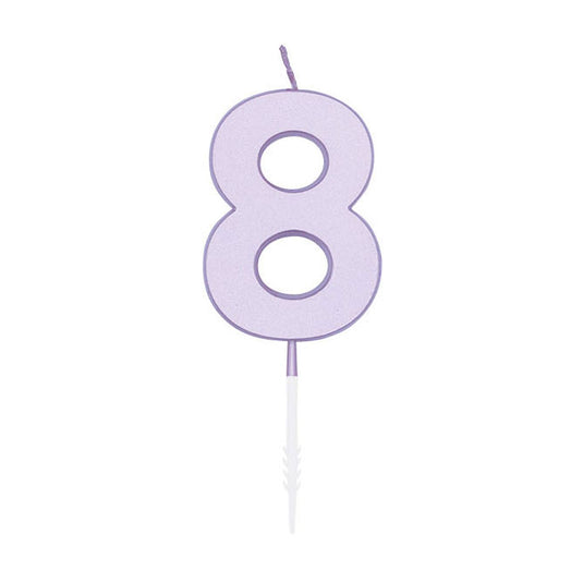 Globos taartkaars 4,5cm pastel lila no. 8