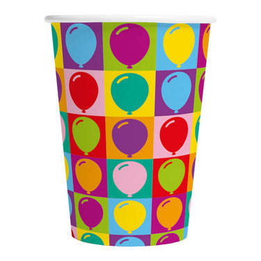 Globos papieren bekers 210ml pop party - 8st.