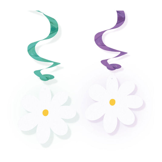 Globos hangende decoratie swirls madeliefjes - 4st.