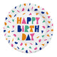 Globos papieren borden 23cm happy birthday - 8st.