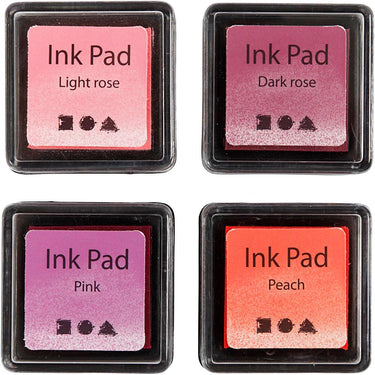 Creativ company stempelinkt, peach, roze, lichtroze, donkerroze, h: 2 cm, afm 3,5x3,5 cm, 4 stuk 1 doos