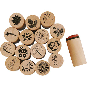 Creotime deco art stempels, d: 20 mm, h: 26 mm, 15 stuks