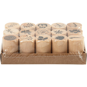 Creotime deco art stempels, d: 20 mm, h: 26 mm, 15 stuks