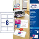 Visitekaarten avery 250g m2 85 x 54 mm glanzend