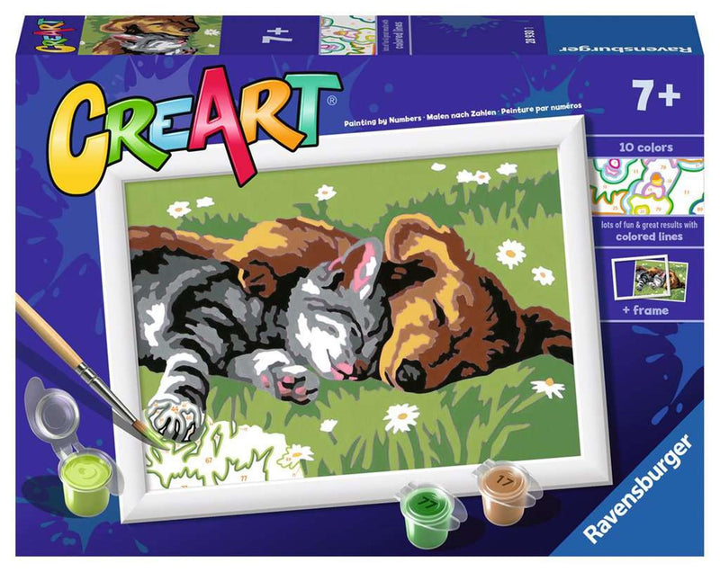 Afbeelding laden in galerijviewer, Ravensburger creart sleeping cats and dogs - schilderen op nummer voor kinderen
