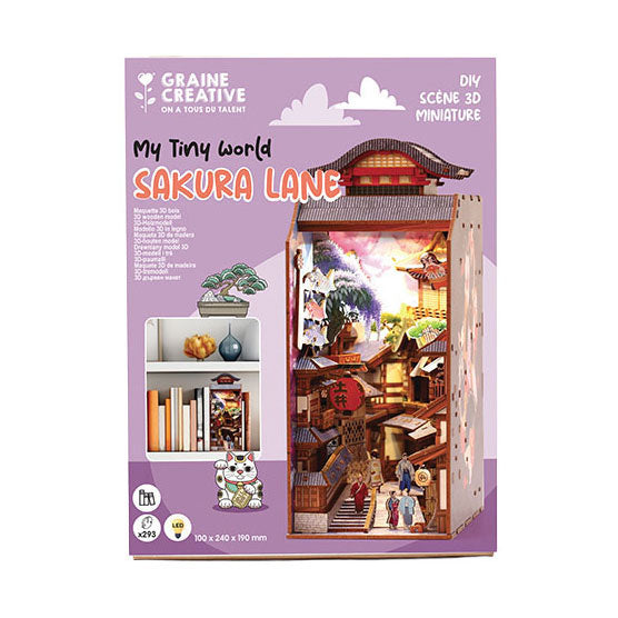 Afbeelding laden in galerijviewer, Graine creative graine 3d scene sakura lane book nook modelbouwpakket
