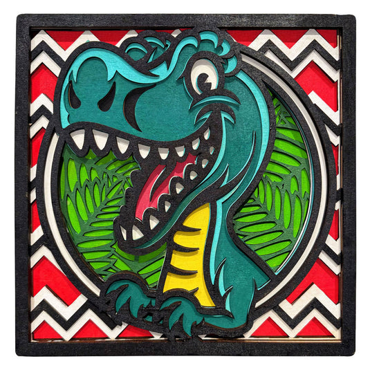 Splat planet wood art knutselset dino