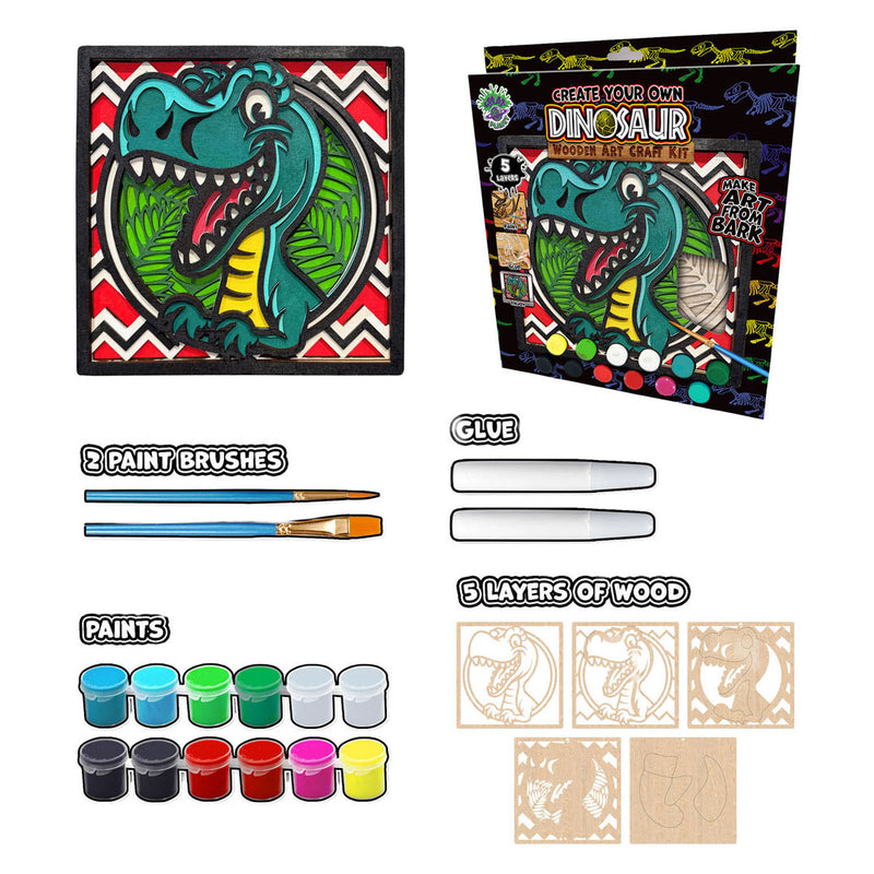 Afbeelding laden in galerijviewer, Splat planet wood art knutselset dino
