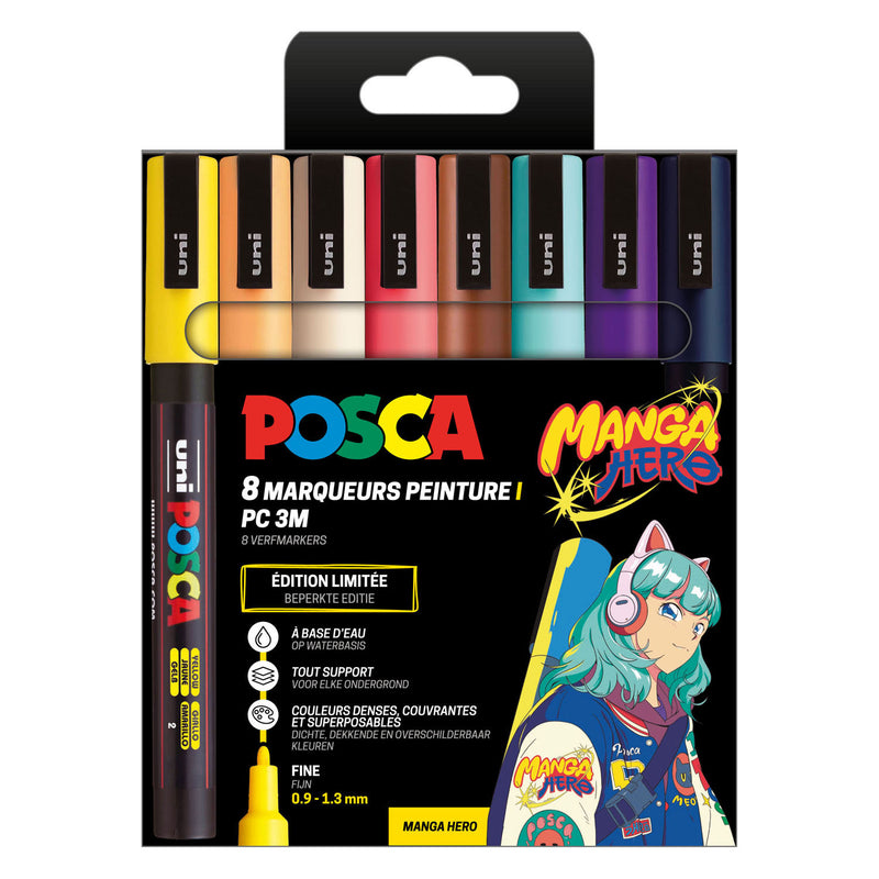 Afbeelding laden in galerijviewer, Uni posca markers pc3m set manga hero - 8st.
