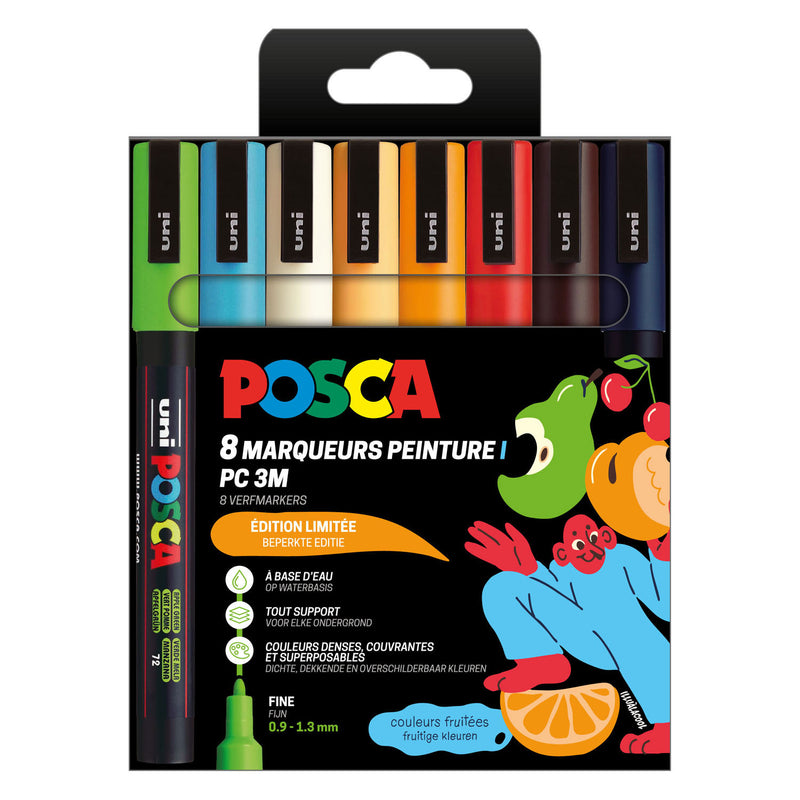Afbeelding laden in galerijviewer, Uni posca markers pc3m set fruitige kleuren- 8st.
