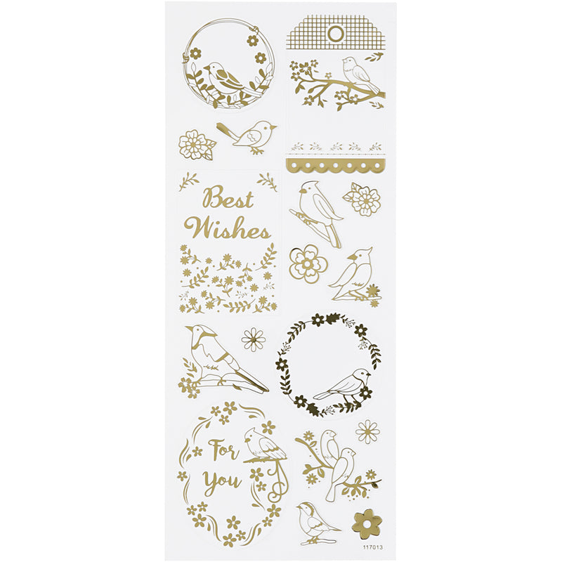 Afbeelding laden in galerijviewer, Https: www.cchobby.nl stickers-vogels-vel-10x24-cm-ca-17-stuk-goud-1-vel
