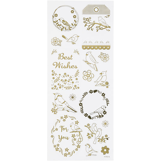 Https: www.cchobby.nl stickers-vogels-vel-10x24-cm-ca-17-stuk-goud-1-vel