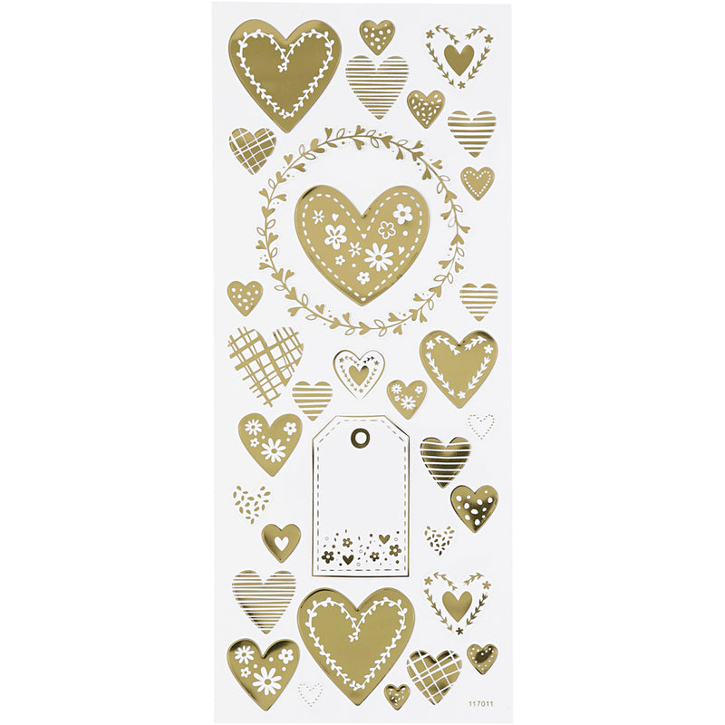 Afbeelding laden in galerijviewer, Https: www.cchobby.nl stickers-harten-vel-10x24-cm-ca-33-stuk-goud-1-vel
