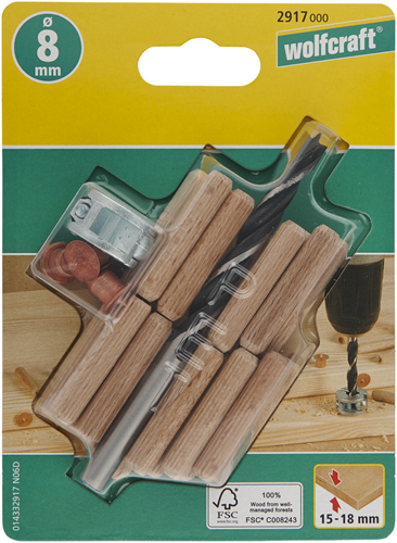 Afbeelding laden in galerijviewer, Wolfcraft - deuvelset 28 delig - 8mm deuvel - 2917000

