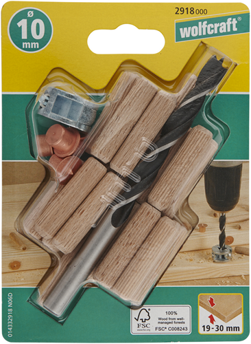 Afbeelding laden in galerijviewer, Wolfcraft deuvelset | ø10mm | 25-delig | 1 set - 2918000
