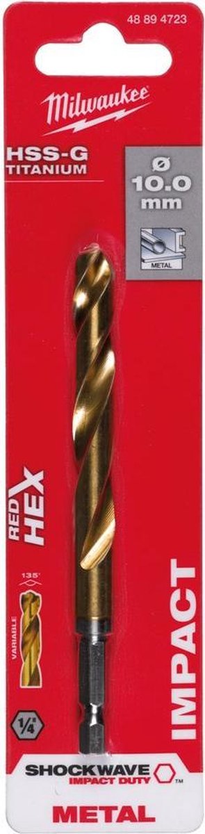 Milwaukee accessoires metaalboor shockwave hss-g ti. 10mm -1pc - 48894723