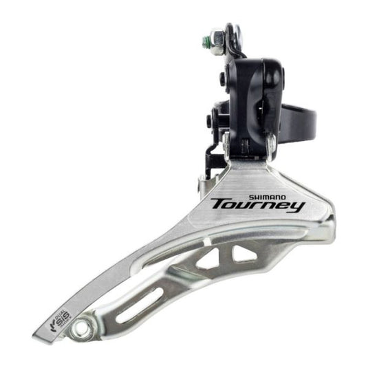 Shimano voorderailleur 3 x 6 7 speed tourney fd-ty300 down swing down pull - hoge klem 28,6 mm - 42t - (66-69°) - zwart zilver