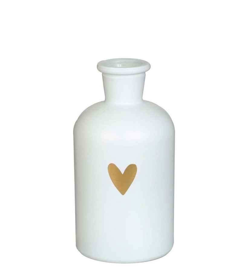 Afbeelding laden in galerijviewer, Ideas 4 seasons riga vaas glas wit met gouden hart ø7xh12cm
