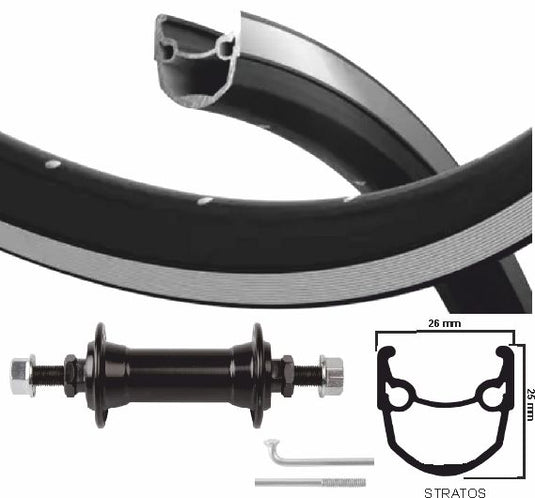 Kgs Voorwiel 28 inch (622) velg ryde stratos zilver zwart vaste as