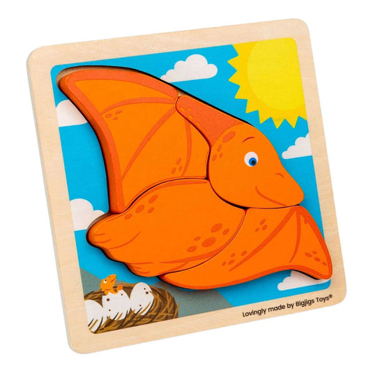 Bigjigs houten vormenpuzzel pterodactyl - 4st.