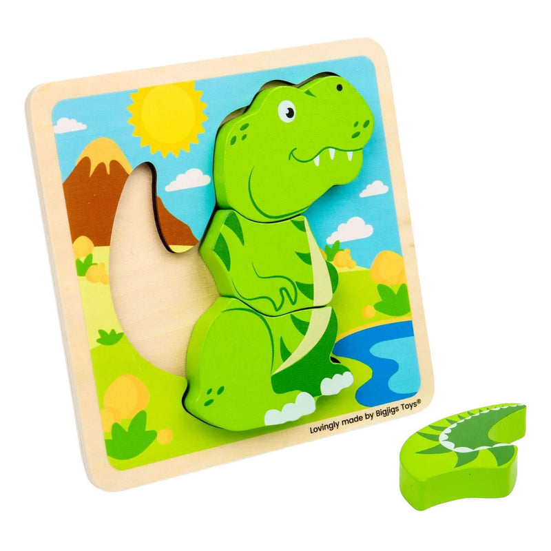Afbeelding laden in galerijviewer, Bigjigs houten vormenpuzzel t-rex - 4st.
